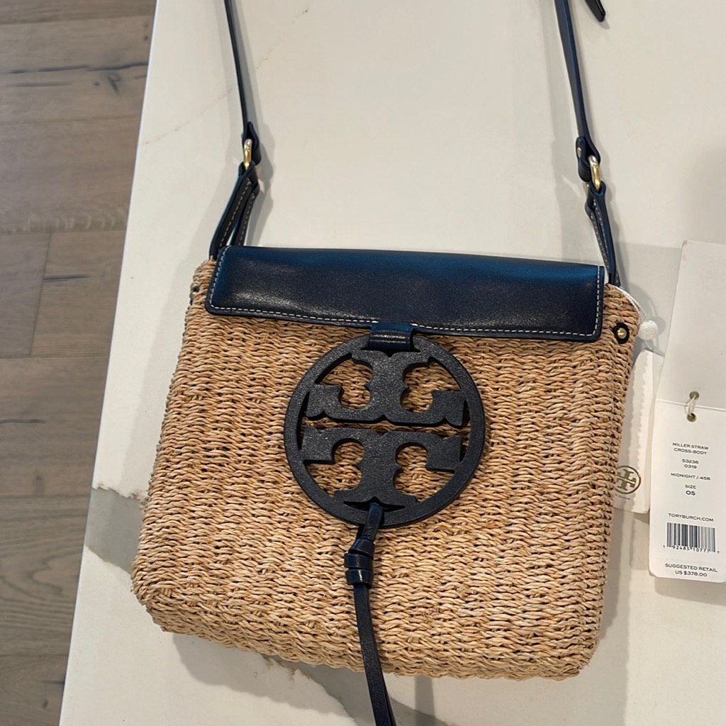 Authentic Tory Burch Small Straw Bag With Tags And Original Dust Bag